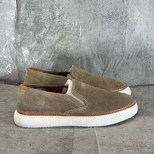 THOMAS & VINE Men's Taupe Leather Tillman Slip-On Sneakers SZ 11